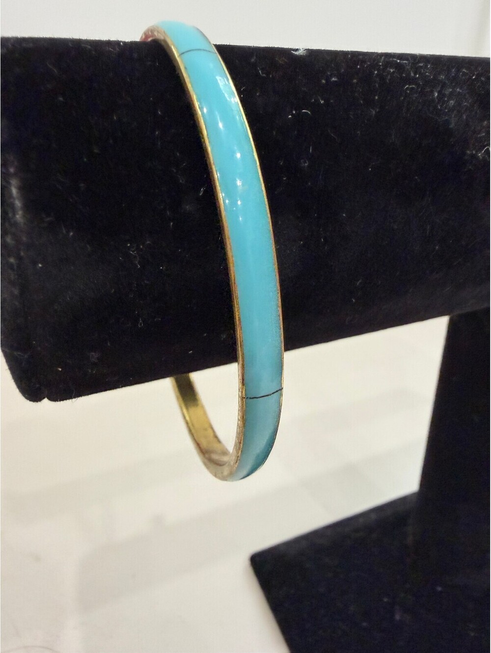 Vintage Gold Tone and Turquoise Enamel Bangle Bracelet